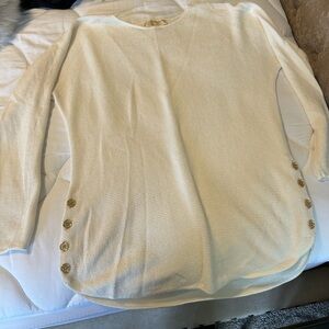 Michael Kors Cream Sweater with Gold Buttons